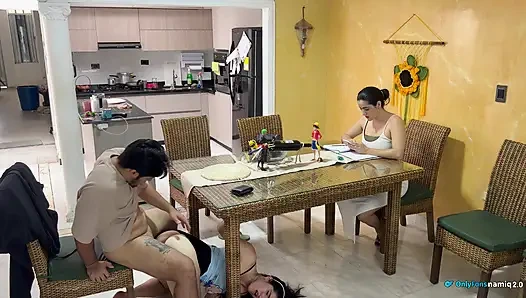 I fucked my girlfriend's daughter in front of her and she didn't notice!