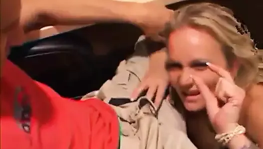 Blond bitch getting her wet pussy slammed