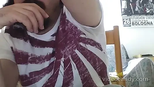 watching a porn.... I sit down, I play with my ass and I squirt hard