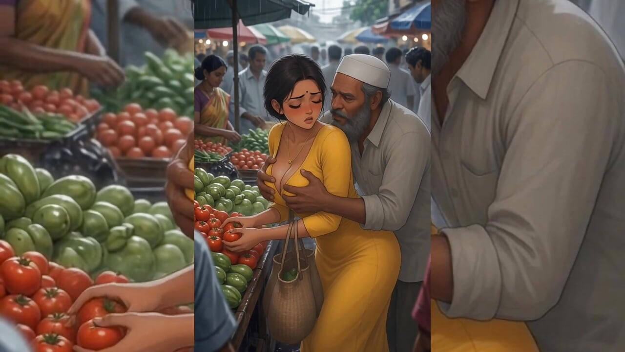 Bhabhi India dikelompokkan & disetubuhi keras oleh tetangga muslimnya yang menjijikkan di pasar yang sibuk