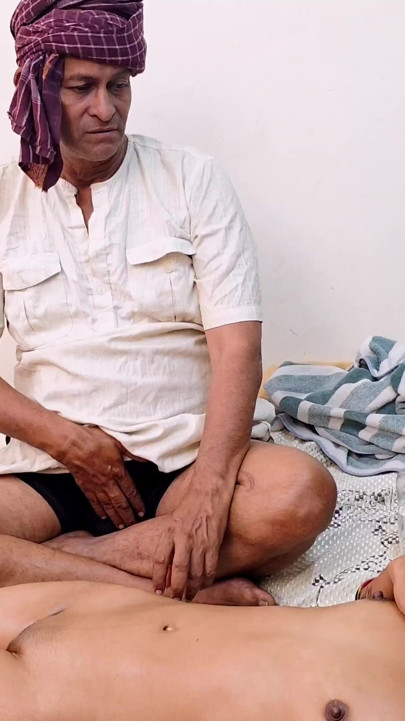 Asian Indian Desi Old man massage and Sex with her Daughter In LAW Three some Videos | Clip 1
