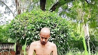 Alone in forest & horny, take bath