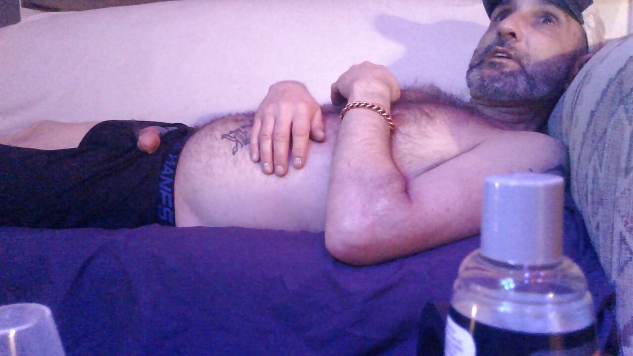 Mature Hairy Italian Man ejaculates sperm on the couch