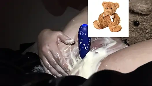 4k-ASMR YOGURT FOOD FETISH- KINKY STEPSISTER MASTURBATES WITH DILDO- CUMFLATION HENTAI-  -ARABIAN SNOWWHITE