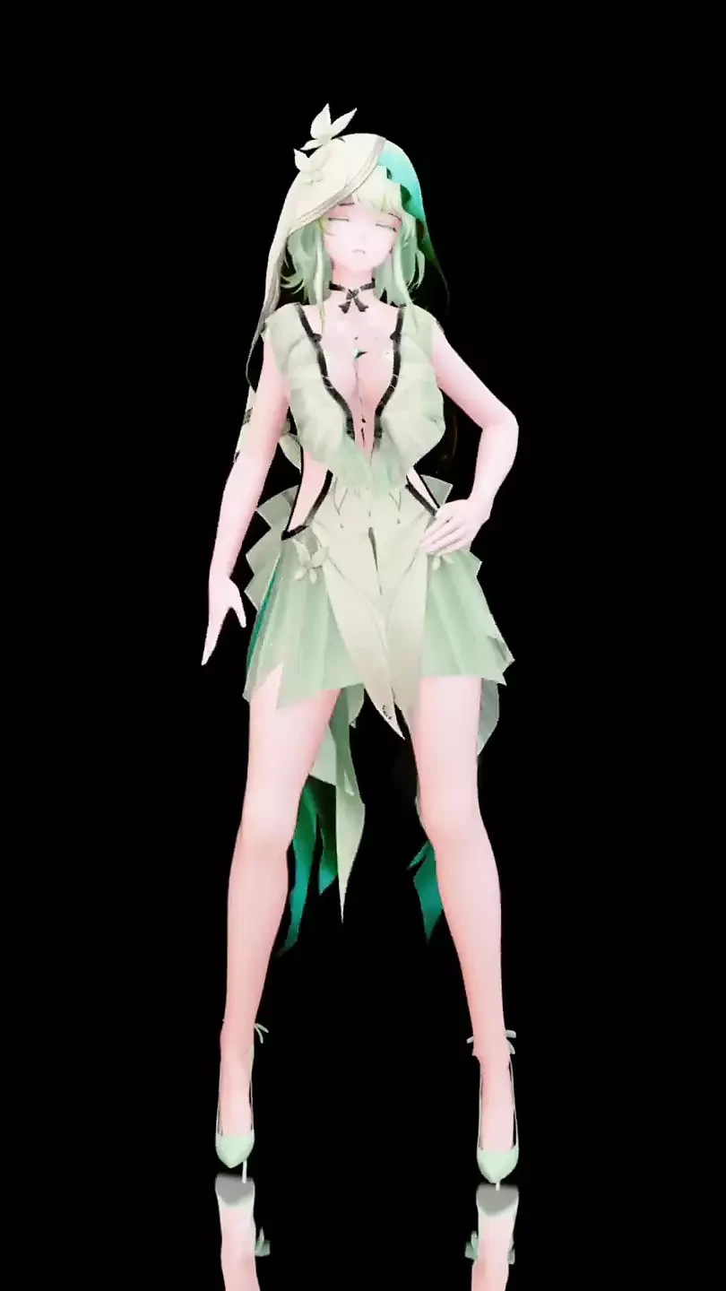 Wuthering Waves Shorekeeper Undress Dance Hentai Say so Song Vertical Screen Mmd 3D Soft Green Hair Color Edit Smixix
