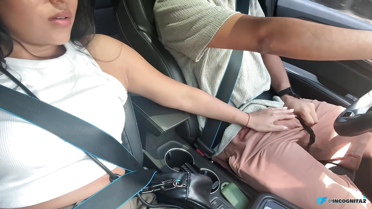 My girlfriend sucks my whole cock while driving