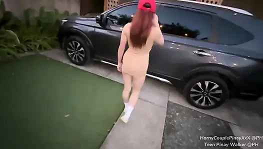 Seks di tempat parkir di mana orang asing menonton, tidak malu hanya menyetubuhiku