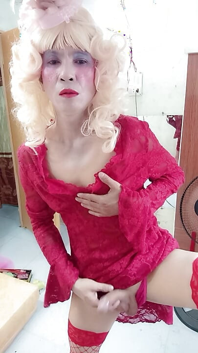 Oanh Le transgender wearing a selfie cock terrier dress