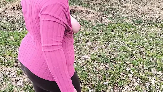 Going for a walk while beating your breasts