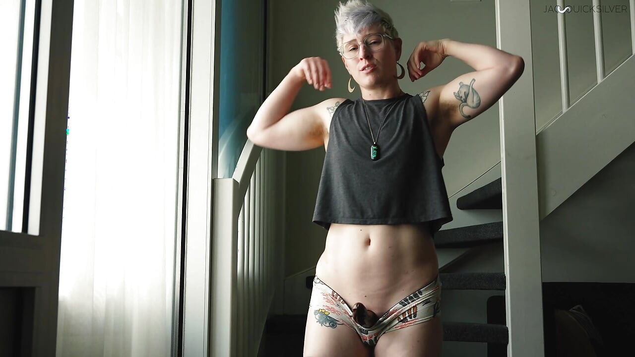 Nonbinary Babe Jaq Quicksilver Seduces You with Hard Wood Strapless Dildo - Queer Alt Strapon Immersive Roleplay