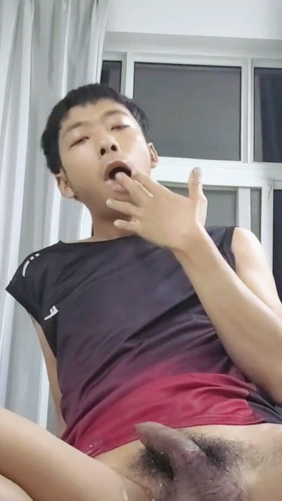 Cute Asian boy passionately masturbates, moans, ejaculates, and eats semen in the college office | Clip 2