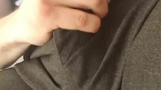 Pulling out and stroking my cock through zipper