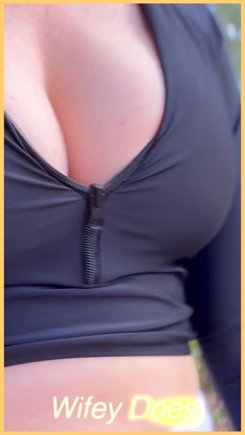 Wifey has the perfect cleavage in this tight black shirt