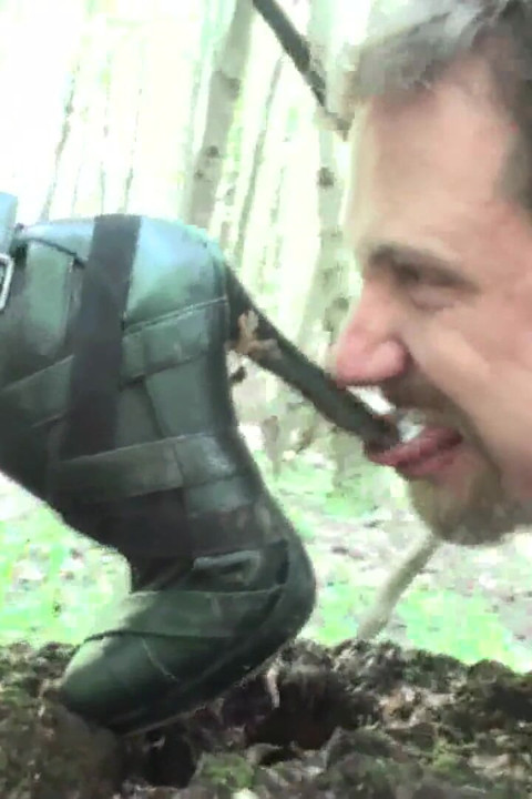 Mistress punishing her slave by putting high heels inside his mouth