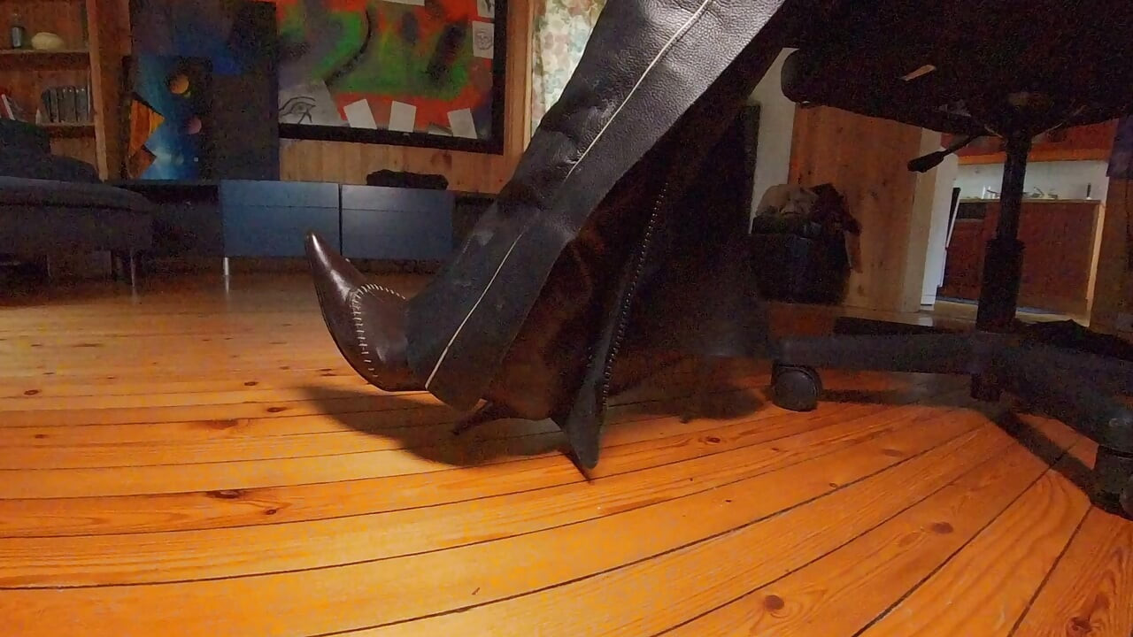Leather chaps and pointy boots