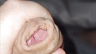 Close up POV of uncut dick and cumshot