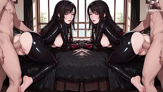 Красивая брюнетка делает анальный секс в первый раз, Tifa Lockhart мокрый минет 4K 90Fps