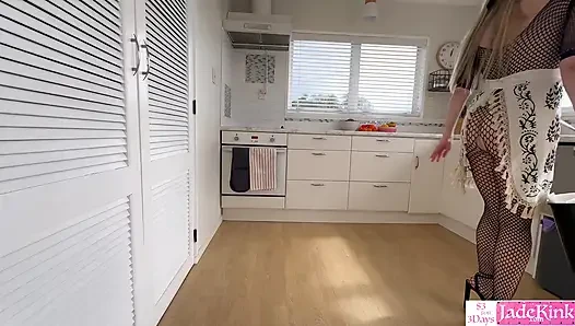 A sexy domestic servant is recorded while she cleans the house