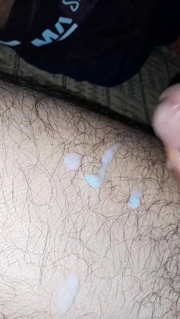 Captivating moment from "Big Cumshot on my leg at night"