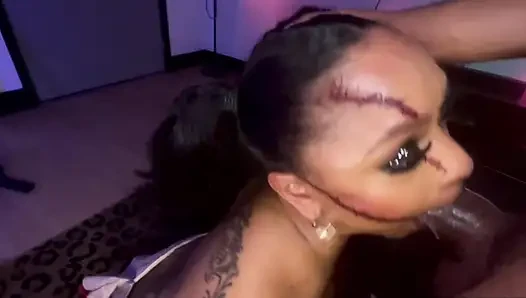 Porsha carrera lutscht schwanz in POV und bekommt sperma ins gesicht