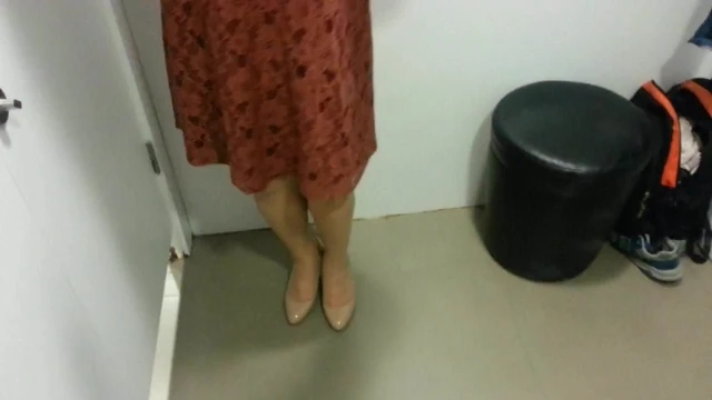 Beige Patent Pumps with Pantyhose Teaser 23