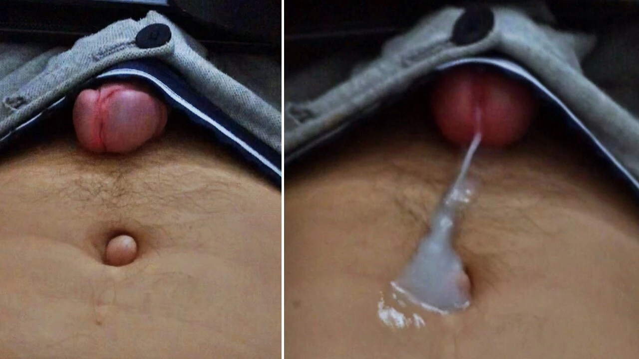 用精液填满我的肚脐！由于强烈的兴奋而没有双手射精！
