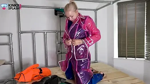 Shiny Pvc Rainwear, Rubber Waders & Lifejacket Tease