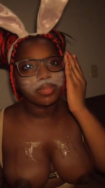 Kinky Easter Bad Bunny Girl Spit on Boobs The Ebony Nerd Slut Sucks Dick Deepthroat Shakes Her Huge Pierced Black Tits - Jhodez1 | Clip 1