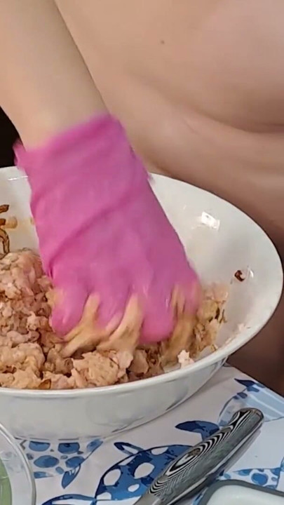 Nude Kitchen Cooking. Frying Meat Cutlets Completely Naked | Clip 1