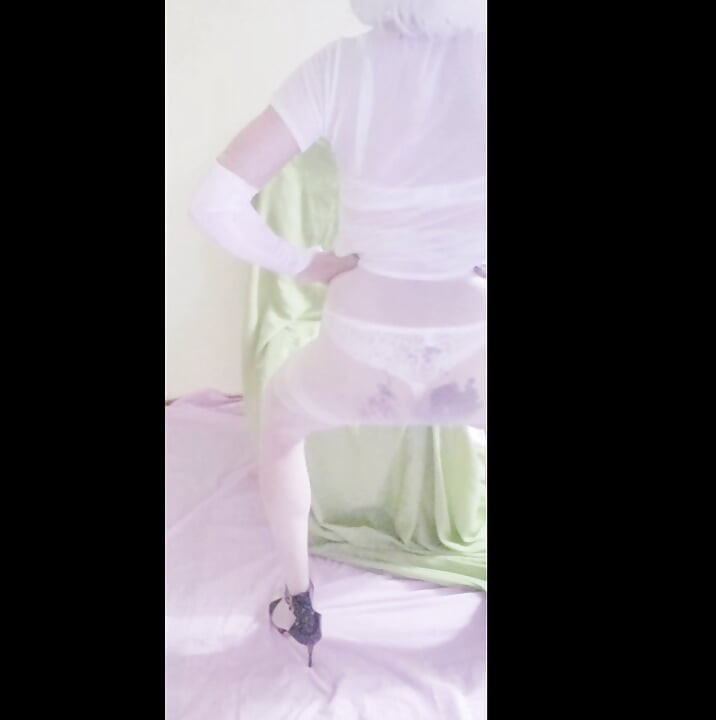 Teasing and Stroking Beatifullbigcock Over White Nylon