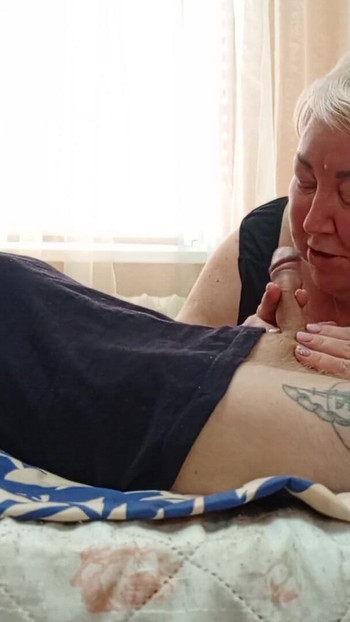 Thrilling moment from "I give a blowjob to my son-in-law, swallowing his cock deep until he cums in my mouth"