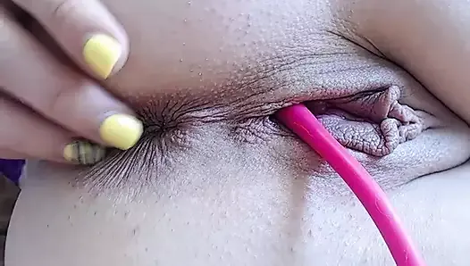 Close-up masturbation of a fleshy pussy