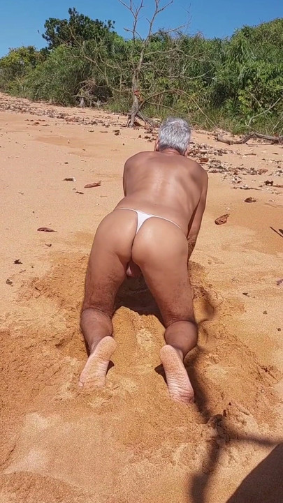 Ladysilva crossdress what a hot slut in panties on the beach | Clip 3