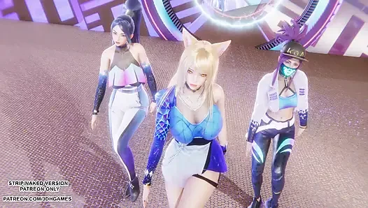MMD KPop Demon Hunters - HUNTRX - Golden Ahri Akali Kaisa Sexy Kpop Dance League of Legends Hentai Uncensored 4K 60FPS