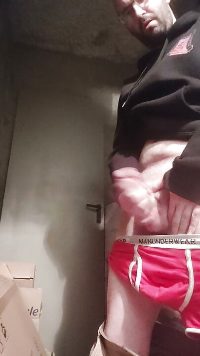 Jerking off in the building's cellar