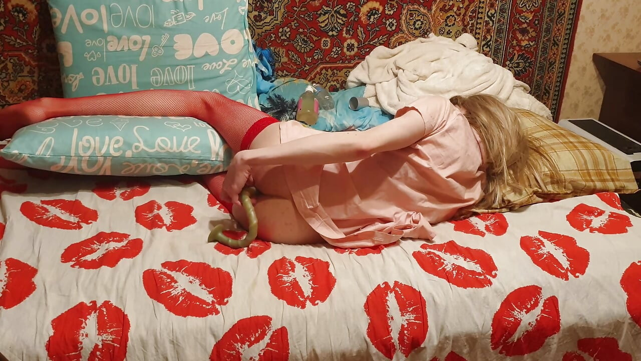 Sissy have anal very long deep extreme dildo amateur homemade