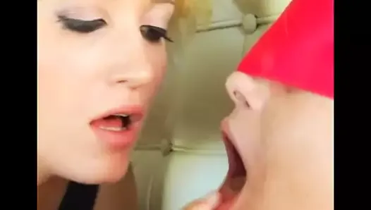 kinky girls mouth play and kiss