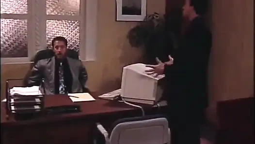 Beautiful big boobs asian girl pussy fucking threesome in the office