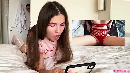 I Started Fucking Whore Stepsister While She Watched Porn and Cum in Her Mouth