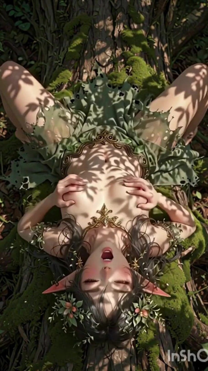 Cute 3d anime wood elf having fun in the forest | Clip 3