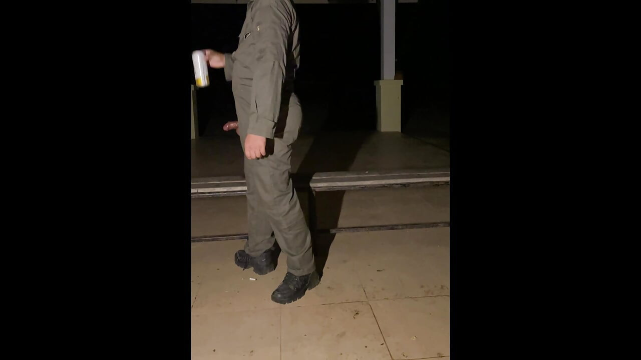 After work is done decide to jerk off in my mechanic jumpsuit and shoot a creamy load - wet with precum lube