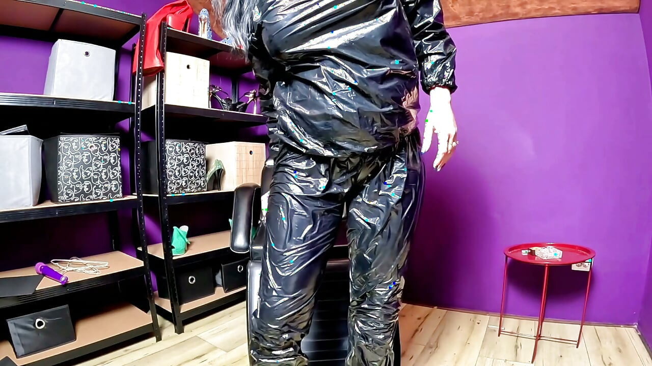 Dominant Pvc MILF Sauna Suit Destruction. Smoking, Ripping, Sweaty Teasing and Orgasm