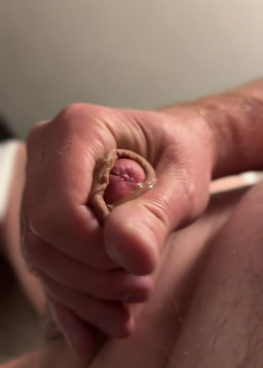 Chubby Daddy Strokes His Shaved Cock and Cums
