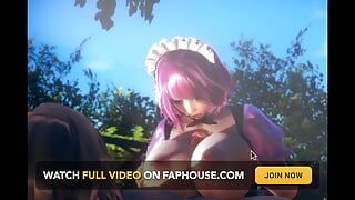 Kokoro, femme de ménage, branlette espagnole sexy et creampie - animation