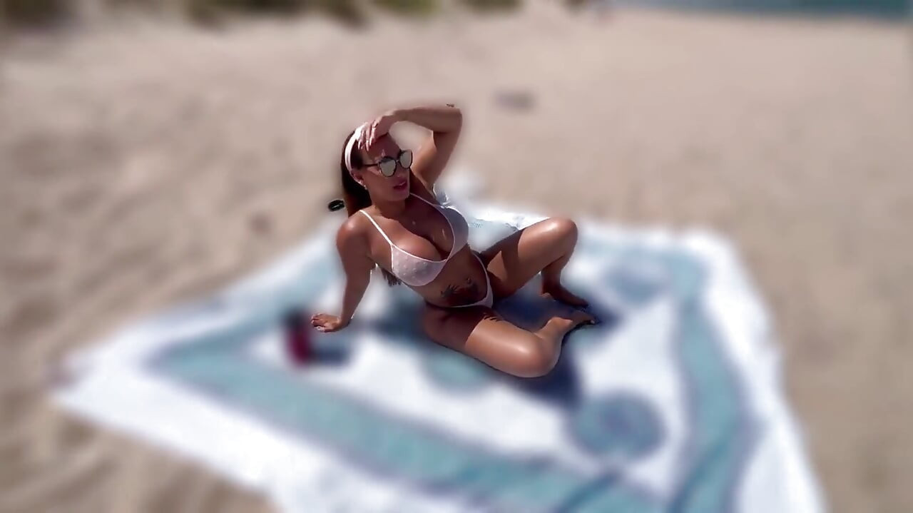 POV Fucking on the Beach with a Fan, Deep Blowjobs, Doggystyle and Missionary Outdoors