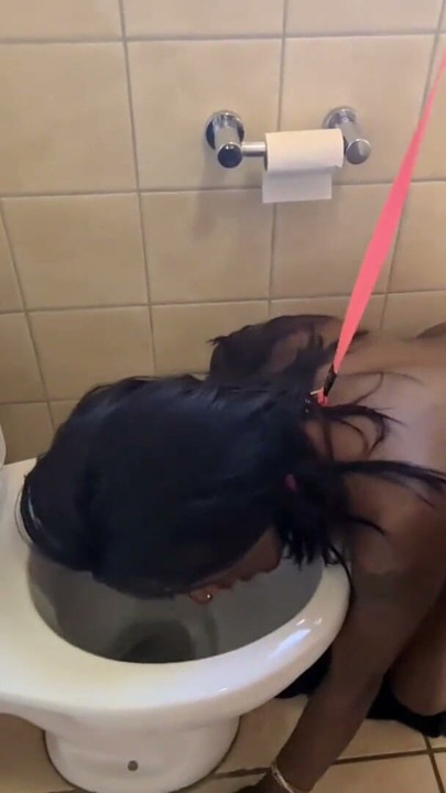 Desi slut walked to the toilet like a dog, gets pissed on and sucks cock | Clip 1