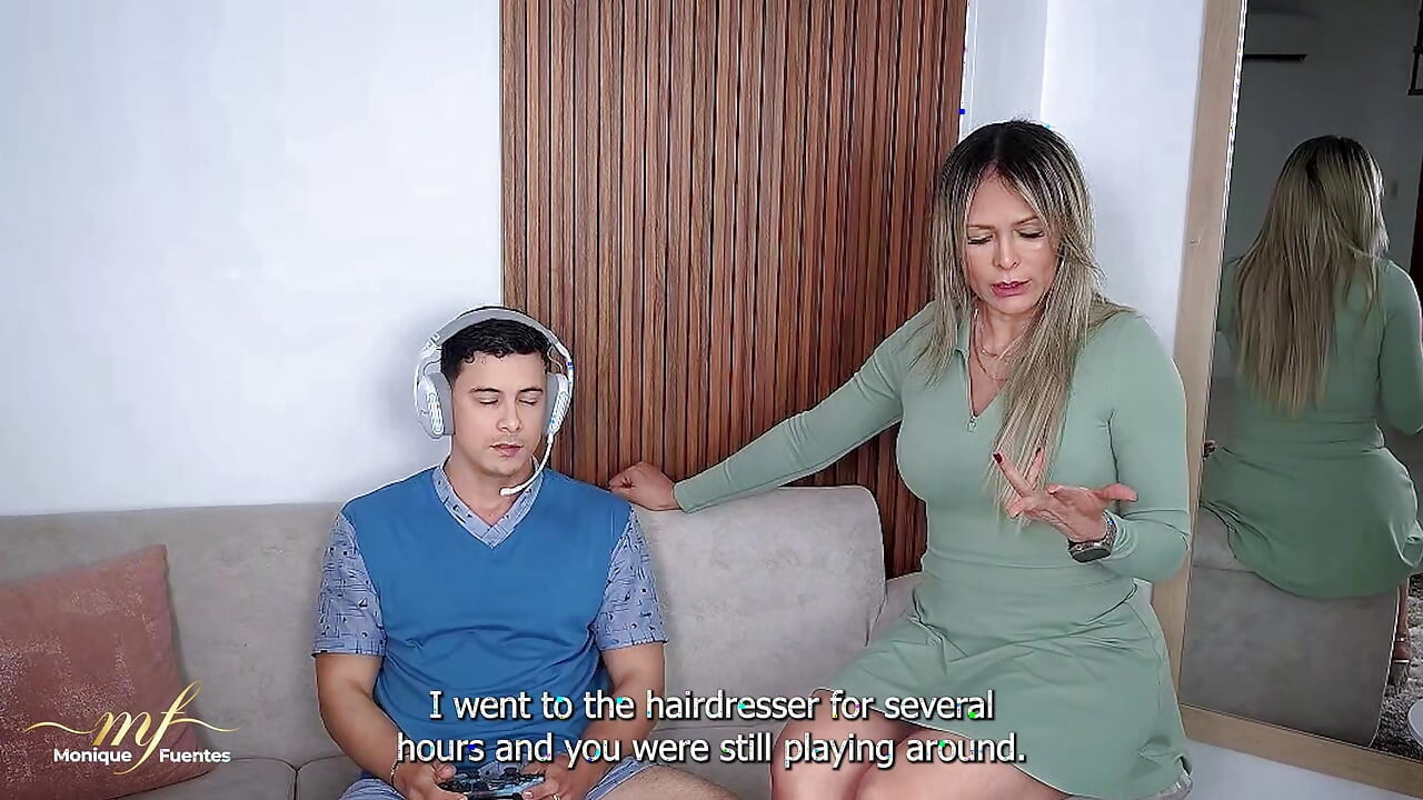 Inexperienced stepson gets fucked raw by his perverted stepmother - Monique Fuentes & Lian Grey..