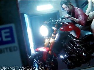 Resident Evil Claire Redfield follando una polla dura en su motocicleta