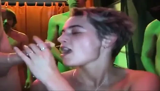 Skinny Mature Babe Stretched by Multiple Throbbing Cocks