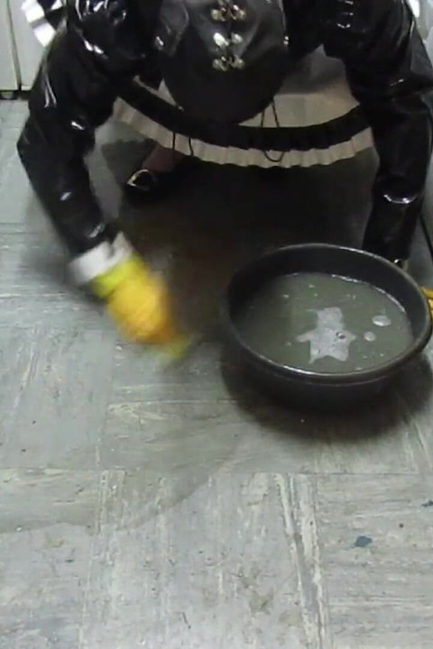 Worthless Sissy Scrubbing Filthy Floor